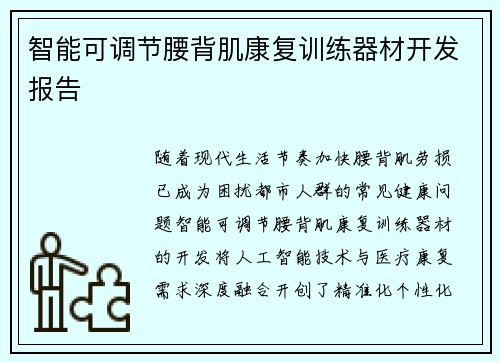 智能可调节腰背肌康复训练器材开发报告